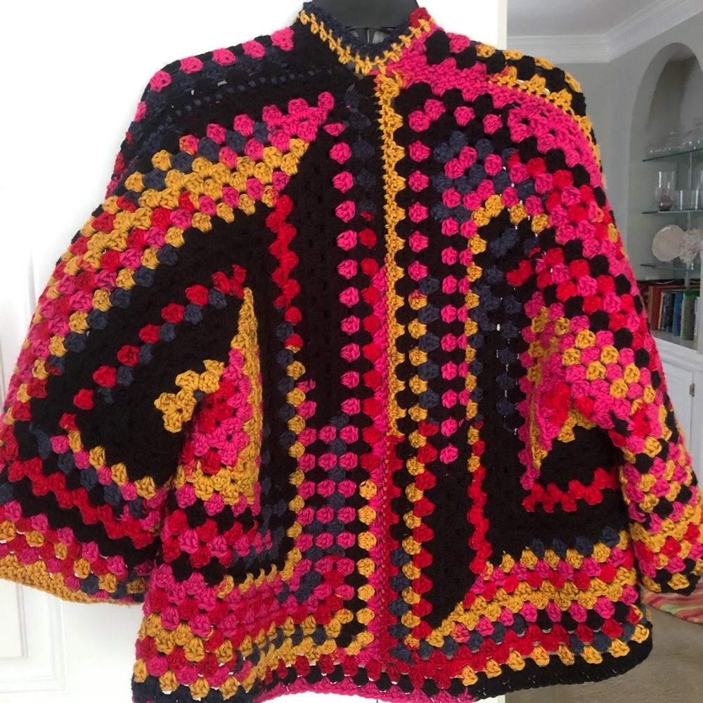 New: Handmade Crochet Hexagon Granny Open Sweater Cardigan. Size Medium - Picture 12 of 15